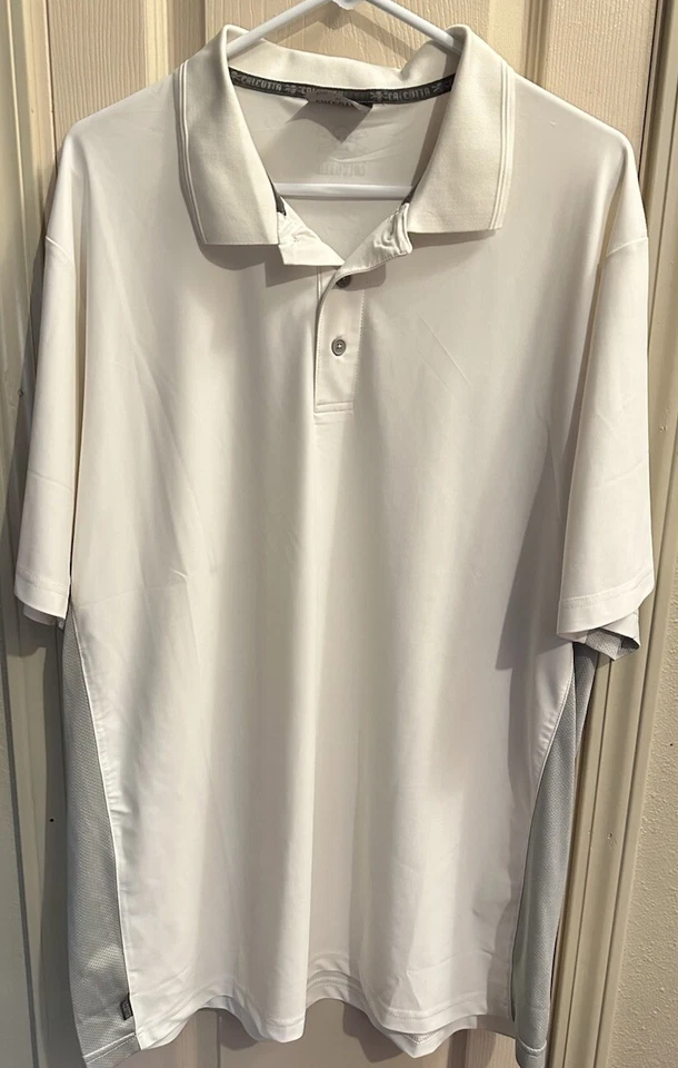 Polo de golf Calcutta XL blanco y gris ventilado manga corta para hombre Foto 1 de 4