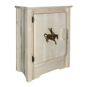 Montana Woodworks Homestead Wood Accent Cabinet with Engraved in Natural - Picture 1 of 5