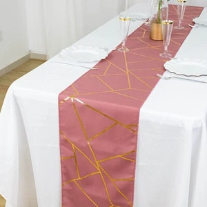 CINNAMON ROSE GOLD 12"x108" Geometric Polyester Table Runner Wedding Decorations - Picture 1 of 8
