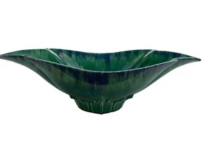 Royal Haeger Pottery Green Drip R-333 Centerpiece Console Bowl Planter - Picture 1 of 11