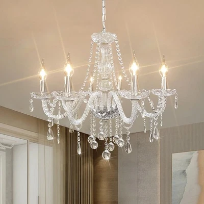 水晶枝形吊灯,6 光吊坠,经典水晶灯,D23.6 x L47.2 — 第 1/4 张图片