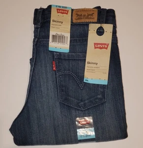 Levi's Girls Blue Skinny Stretch Denim Jeans - Sz 12R Adjustable Waistband NWT - Picture 1 of 8