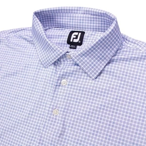 FootJoy Golf Polo Shirt Mens XL Blue White Check Plaid Short Sleeve Stretch - Picture 1 of 9