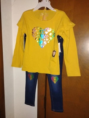 Completo bambina primo 2 pezzi ~ camicia e jeans skinny * nuovo con etichetta! - Immagine 1 di 4