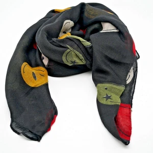Smiley Loop kuscheliger Schlauchschal Smiley Muster Schal 90x90 cm Schwarz CV - Bild 1 von 17