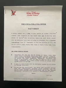 Walt Disney Coca-Cola USA Offer Fact Sheet - Picture 1 of 3