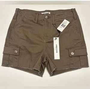 VIGOSS Women's 26 Beige Cargo Shorts Frayed Hem Stretch Pockets New - Picture 1 of 11