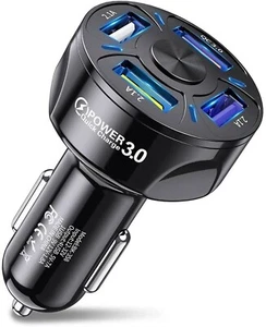 12V Car Cigarette Lighter Socket Dual QC3.0 USB Ports Fast Charger Power Adapter - Picture 1 of 15