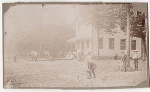 1895 Victorian Era Kids Playing Baseball Sports Americana Fantastic Image Scarce - Picture 1 of 3