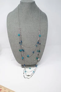 A&I Blue Multi strand Row chains long necklace 31.5" long - Picture 1 of 6