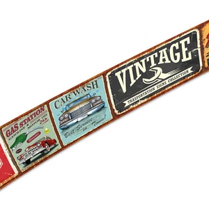 2,5m Retro Bordüre Cars Wandtattoo Küche Vintage Old School Aufkleber Folie W004 - Bild 1 von 5