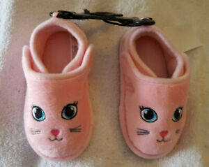 NEW! Girl's Toddler Slippers-Cute Pink Bunnies with Blue Eyes! (Various Sizes)