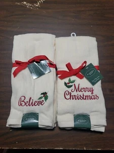 Nuevo juego de 2 toallas de plato St Nicholas Believe & Feliz Navidad - Imagen 1 de 1