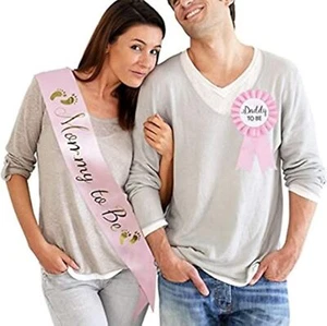CoolerthingsDG Baby Shower Decorations Pink Sash for mommy to be and one Dadd... - Picture 1 of 3