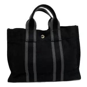 Auth HERMES Fourre Tout Tote PM - Black Gray Canvas None Tote Bag - Picture 1 of 6