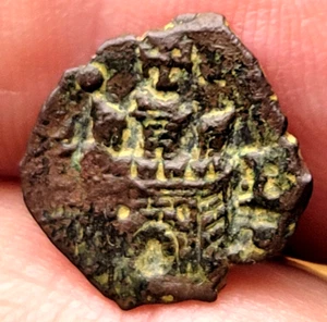 Alte Spanische Münze 1556 - 1598 PIRATENSCHATZ König Philipp II BLANCA COB - Bild 1 von 2