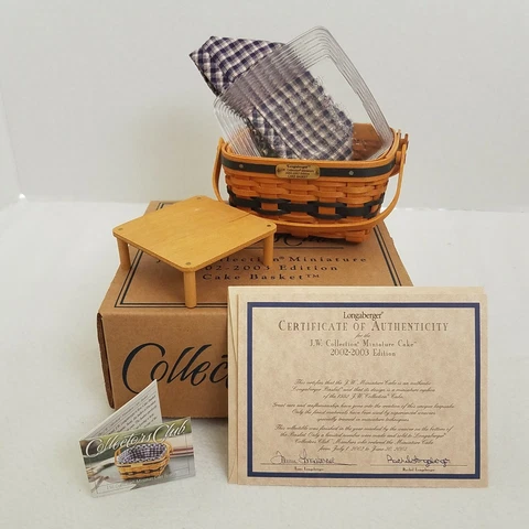 Longaberger Collectors Club JW Miniature Cake Basket Set w/Box~10th in Series Cover