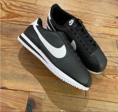 Nike Cortez Black White Swoosh DM4044 001 Sneakers Shoes Men's Size Leather NEW - Image 1 of 4