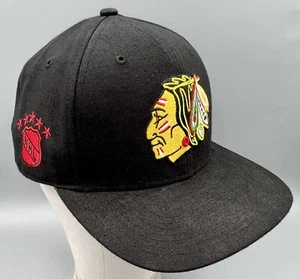 CHICAGO BLACKHAWKS Men’s Wool Blend Strapback Cap ‘47 Brand OSFM NHL Black Hat - Picture 1 of 12