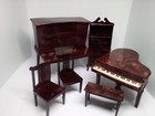 RENWAL Dollhouse Furniture Plastic 7pc Mahogany Set