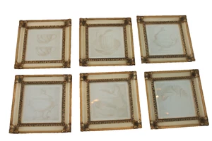Set of 6 Ornate Gold Beige Framed Minimalist Prints Gallery Wall Kitchen 11 x 11 - Picture 1 of 21