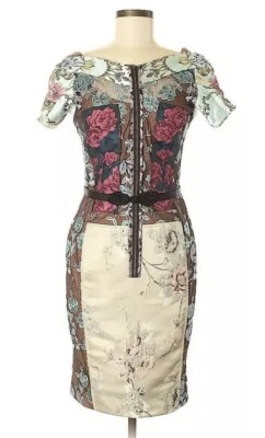 202 Beguile By Byron Lars Pierced Brocade Dress With BELT  6 Euc - Image 1 of 4