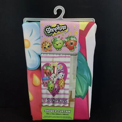 Cortina de Ducha Shopkins 72x72 Niña Baño Decoración Divertidos Personajes Felices Foto 1 de 4