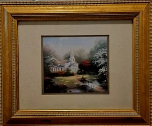 Authentic Thomas Kinkade Framed "Hometown Chapel" 18x15 - Imagen 1 de 6