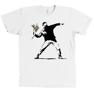 Camiseta Banksy Flower Thrower Bella + Lona Graffiti Chucker Throw Bomb - NUEVA - Imagen 1 de 1