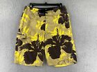 Oneill Swim Trunks Mens 29 Beige Yellow Floral Hibiscus Polyester Board Shorts
