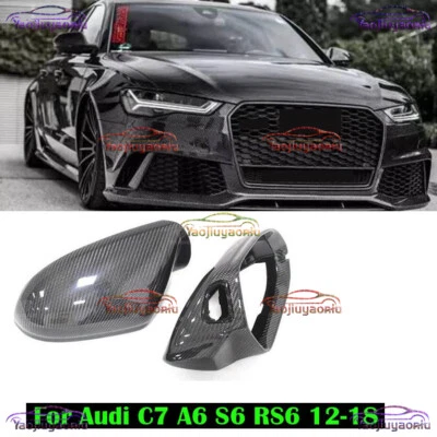 Cubierta de espejo retrovisor lateral de fibra de carbono reemplazo carril W para Audi C7 A6 S6 RS6 12-18 Foto 1 de 4