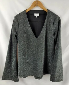 Witchery Sz M Silver Longsleeve Loose Flare Sleeves Top - Picture 1 of 10