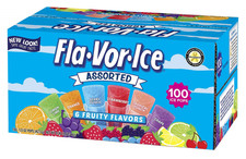 Fla-Vor-Ice Freezer Pops, Giant Fat Free Ice Pops, Fruity Flavors 100 - 1.5