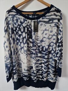 Ronen Chen Chiffon Abstract Batwing Blouse Top Size 24