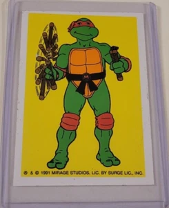 TMNT 1991 TEENAGE MUTANT NINJA TURTLES Michelangelo STICKER CARD VENDING MACHINE - Picture 1 of 3
