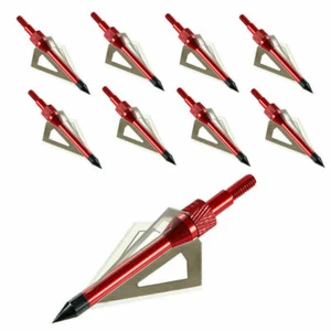 12x 125Grain 3Fixed Broadheads Screw Heads Bow Point Set fit Blade Arrow Archery - Picture 1 of 6