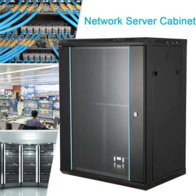 Gabinete de datos de servidor de red de montaje en pared 15U gabinete rack cerradura de puerta de vidrio con ventilador Foto 1 de 4