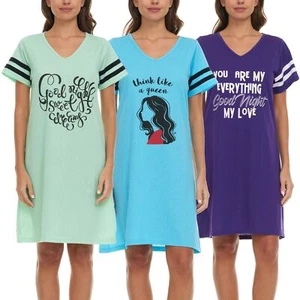 3 Pack Womens Soft 60% Cotton Short Sleeve Nightgowns Sleepshirt XLarge Assorted - Picture 1 of 5