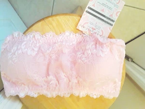 Women's size M/L Lot of 2 Pink,Black NWT Lace Bandeau Bra Removable Pads TR279 - Picture 1 of 10
