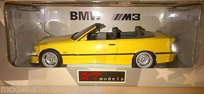 BMW M3 E36 SERIES M3 CABRIOLET YELLOW BY UT MODELS 1:18 BAD BOX NO WINDOW ON BOX - Image 1 of 2