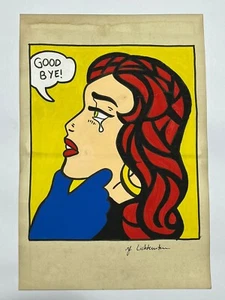 ROY LICHTENSTEIN drawing and painting on old paper signed stamped vintage - Picture 1 of 2