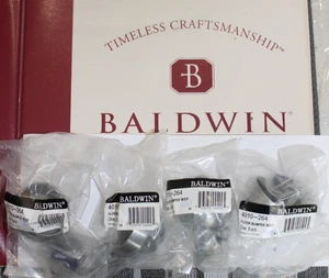 LOT of 4 Baldwin Floor Type Bumper Half Dome Door Stop 4010-264 Satin Chrome NEW - Picture 1 of 14
