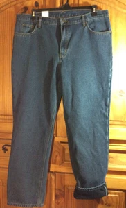 FULL BLUE Damenjeans 18 x 31 Fleece gefüttert lockere Passform gerades Bein dunkle Waschung neu mit Etikett - Bild 1 von 6