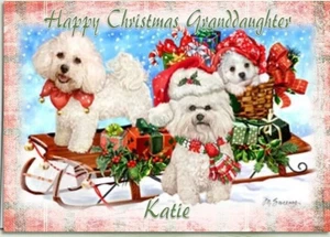 Personalised Christmas Card Dogs Daughter Granddaughter Sister Niece Mum Friend - Picture 1 of 3