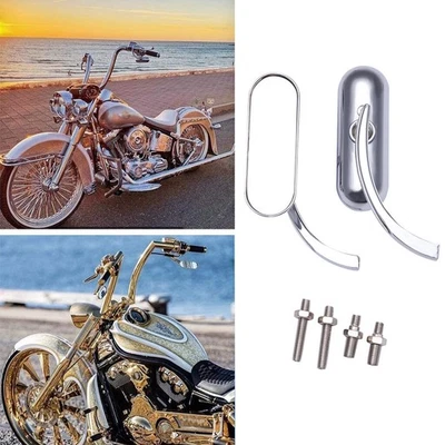 Chrome Oval Mirrors For Harley Davidson Street Glide Road King Softail Touring A - Image 1 of 4