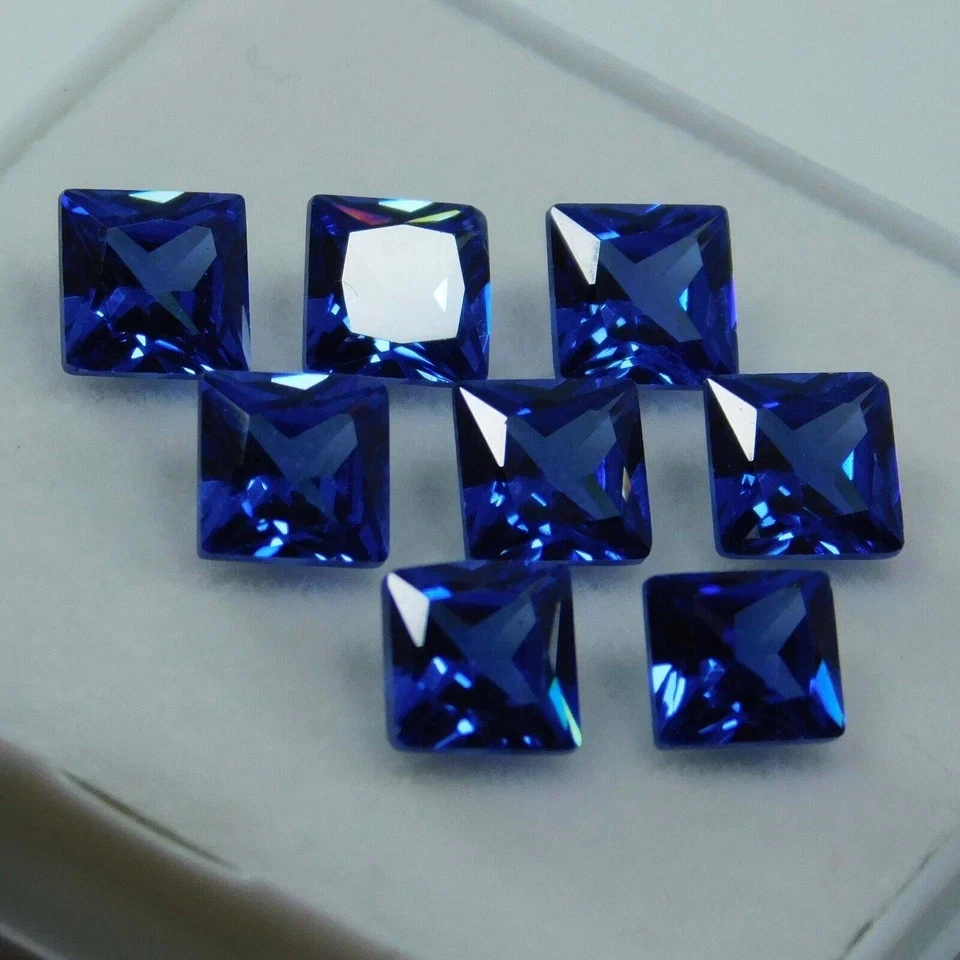 Lote de 4-5 piezas de piedras preciosas sueltas de Ceilán corte princesa zafiro color azul natural de 50 quilates Foto 1 de 4