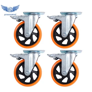5 inch Swivel Caster Wheels with Dual Locking, Heavy Duty Castors Set of 4 - Picture 1 of 12