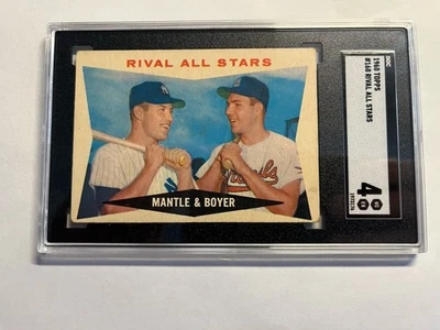 1960 Topps #160 Rival All Stars Mickey Mantle Salón de la fama Boyer SGC 4 B5 Foto 1 de 2