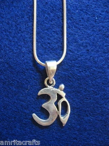 Silver Sanskrit Om Breath of Life Pendant India - Picture 1 of 1