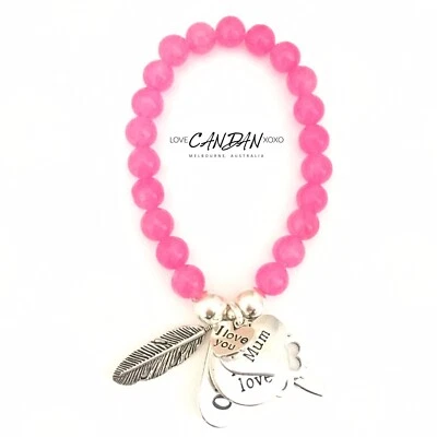 Love You Mum Clover Live Love Laugh Angel Feather Friendship Charm Gift Bracelet - Image 1 of 4